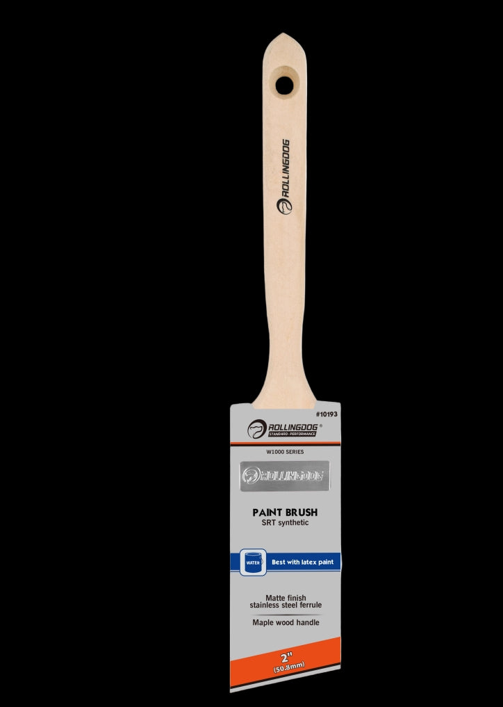 10193-2 inch angular paint brush with long maple wood handle and rollingdog packaging