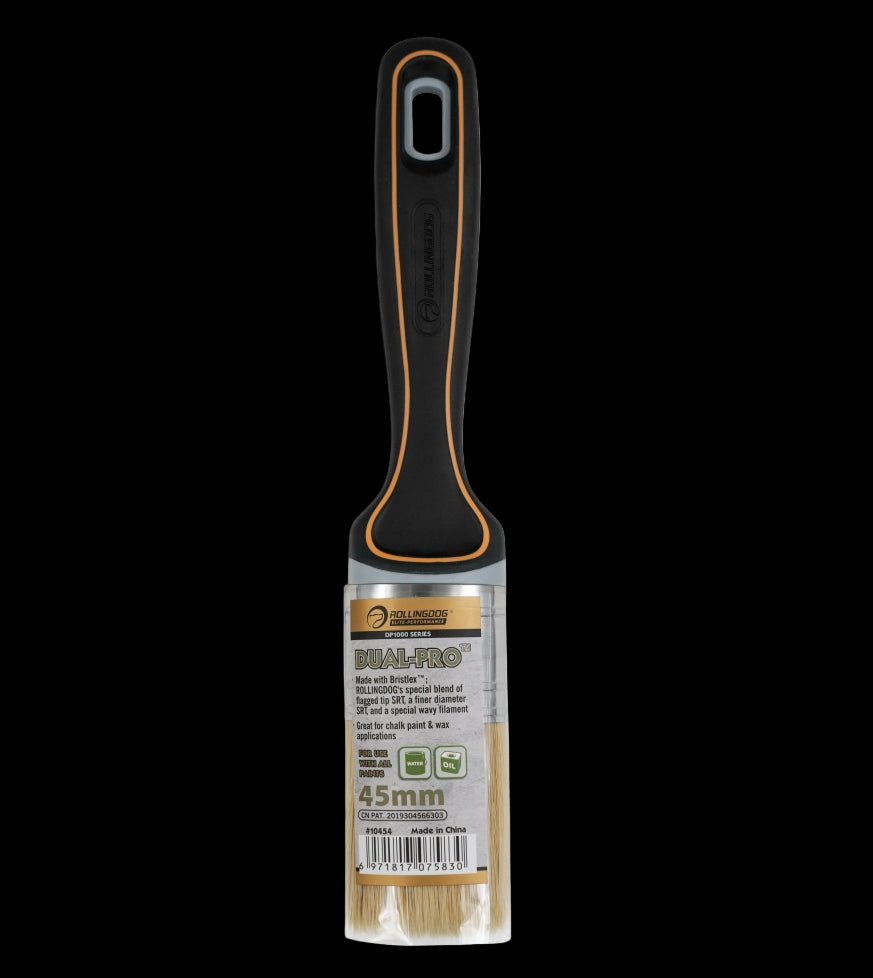 10454 1.7" DUAL-PRO™ paint brush with stainless steel ferrule and rubber grip handle