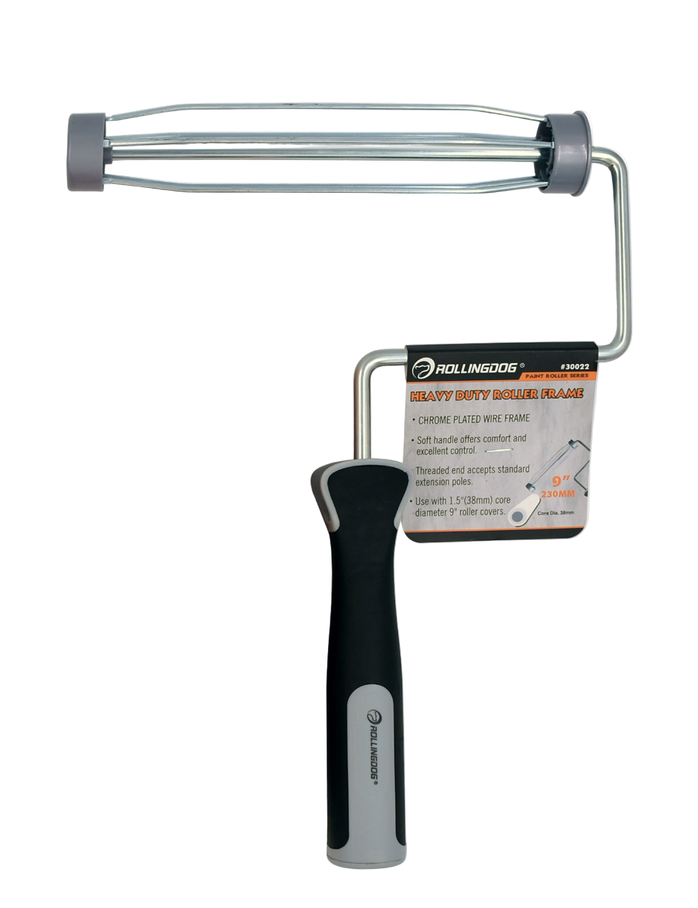 30022-9-inch American style 5-wire cage roller frame with soft grip handle