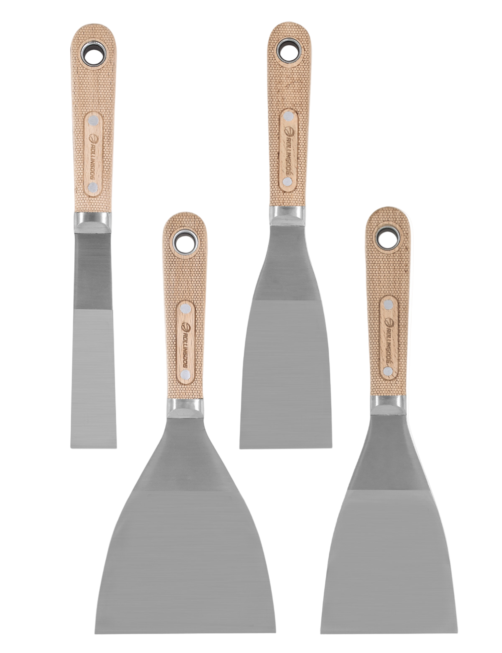 50361-4-piece stainless steel putty knife set with laser-engraved handles