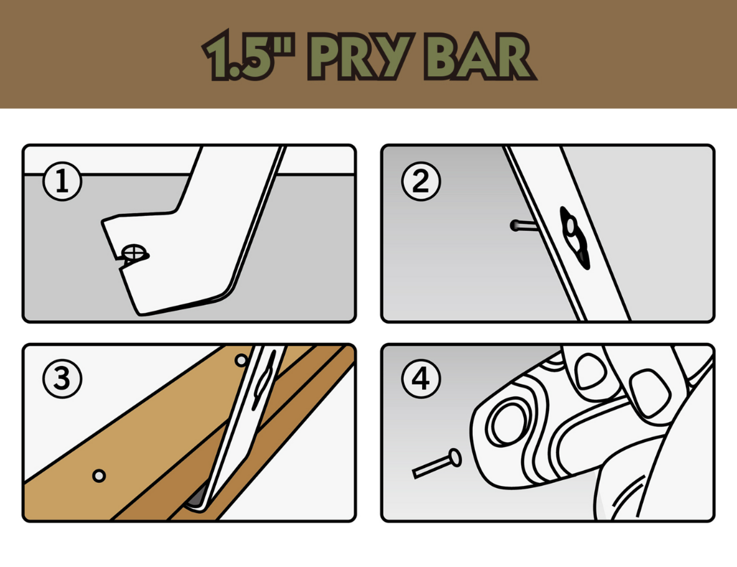 1.5" Pry Bar – Stainless Steel Nail Puller with Hammer Cap