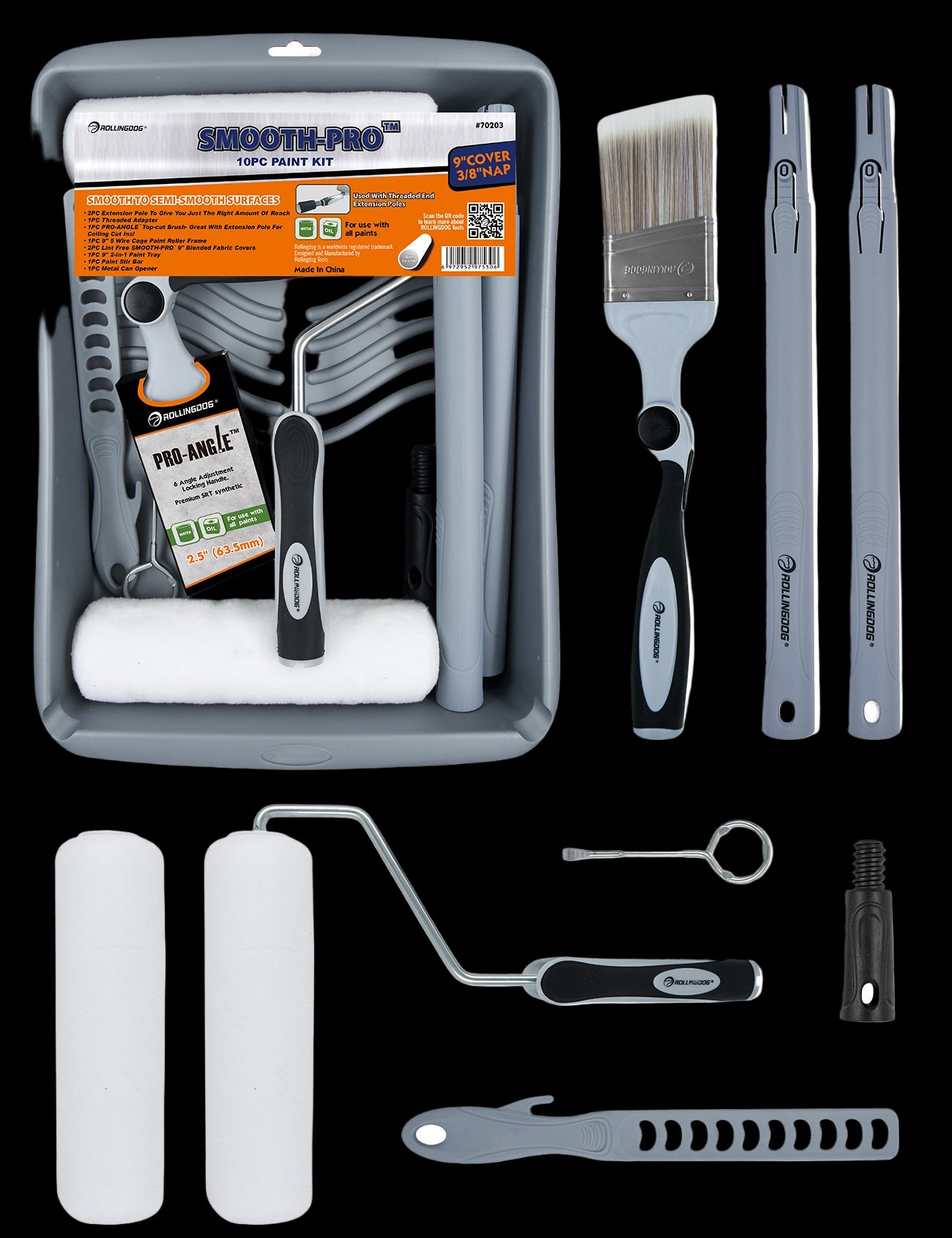 DIY painter using SMOOTH-PRO 10PC kit with roller and extension pole on wall