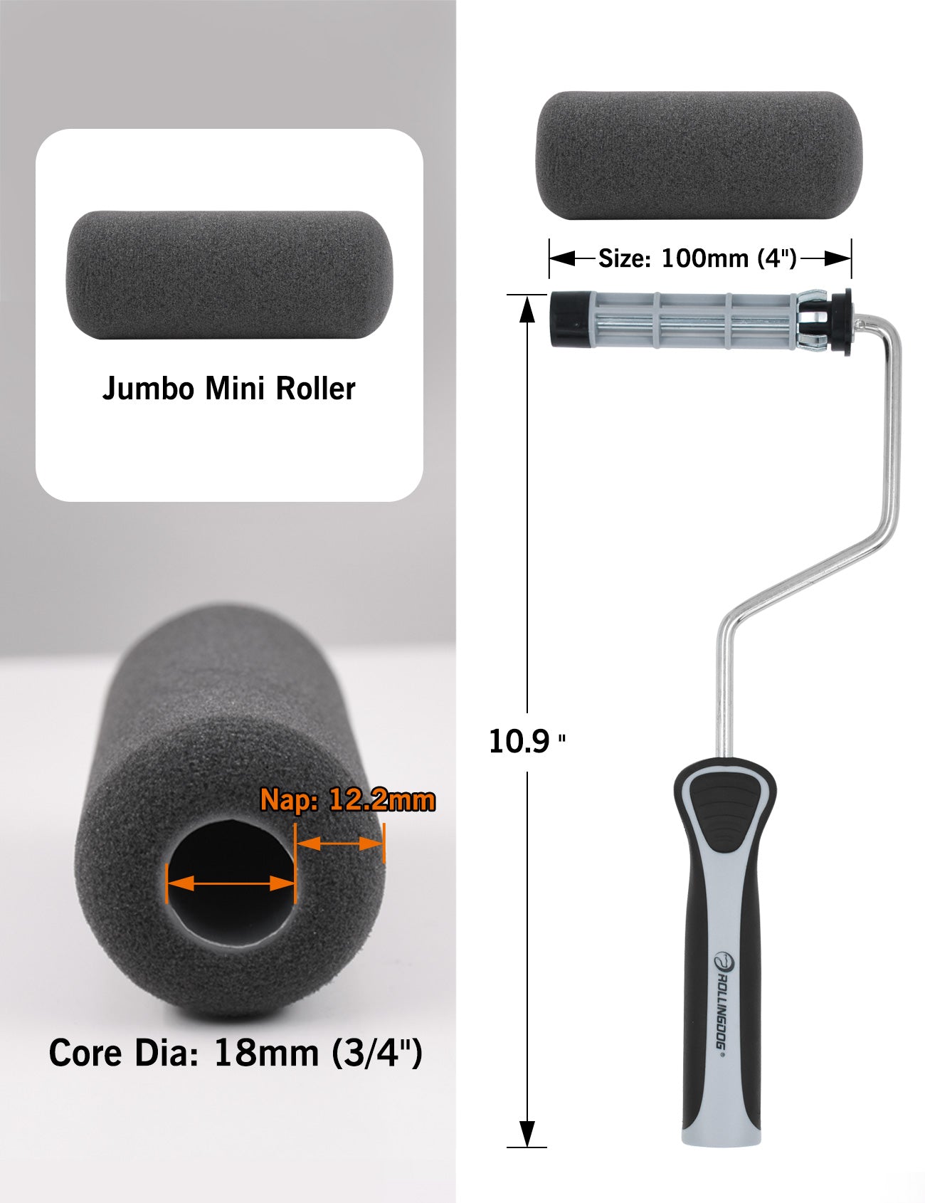 5PC 4" Jumbo Foam Mini Roller Set