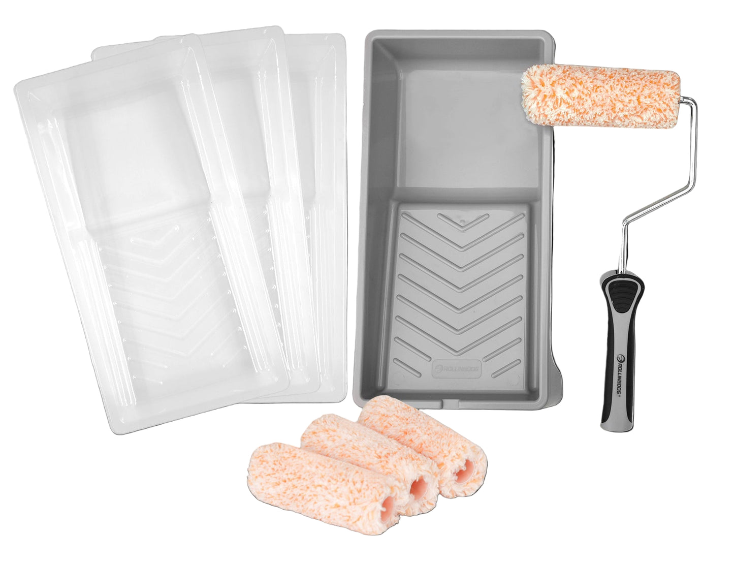 70290-SUPER-MICRO 9PC Jumbo Mini Roller Set with frame, tray, and liners