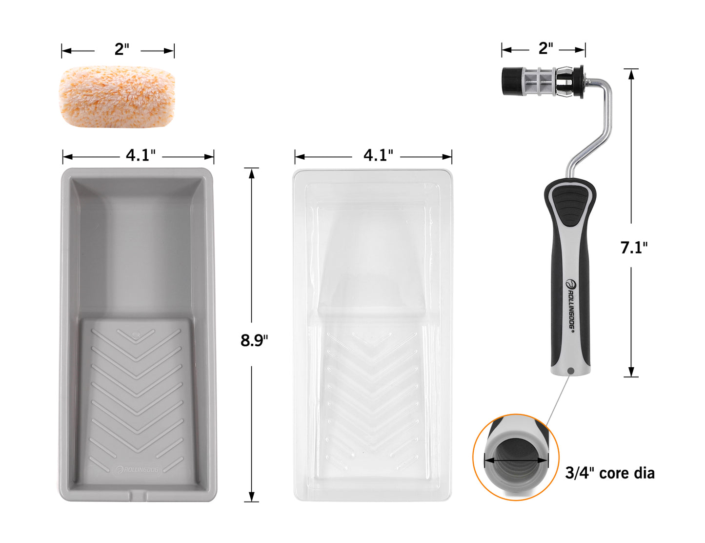 Juego de 8 mini rodillos de pintura jumbo SUPER-MICRO™ de 2" (50 mm)