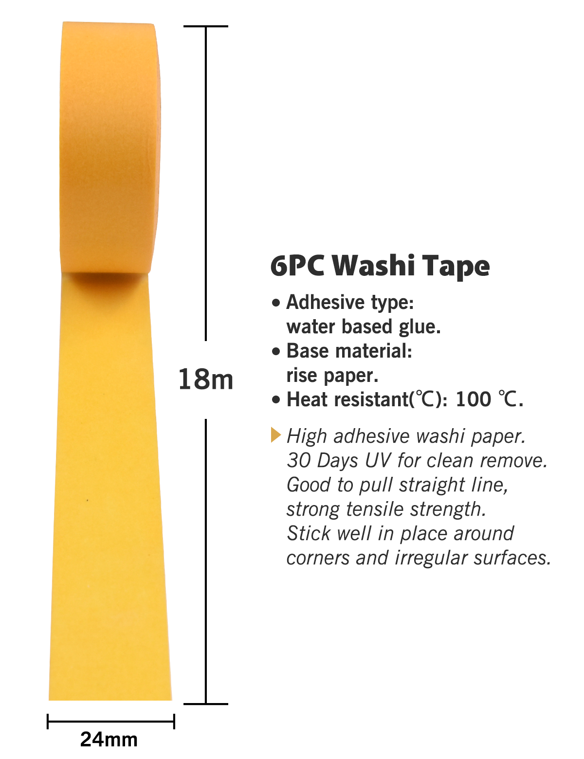 6 PC Washi Masking Tape
