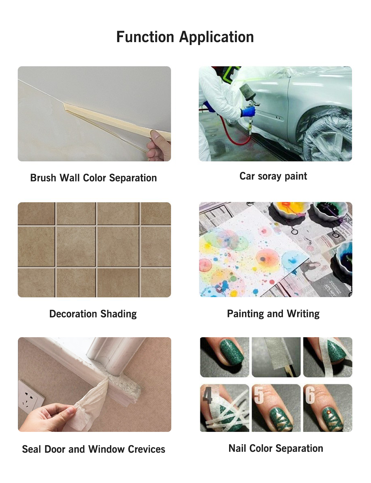 6 PC Washi Masking Tape