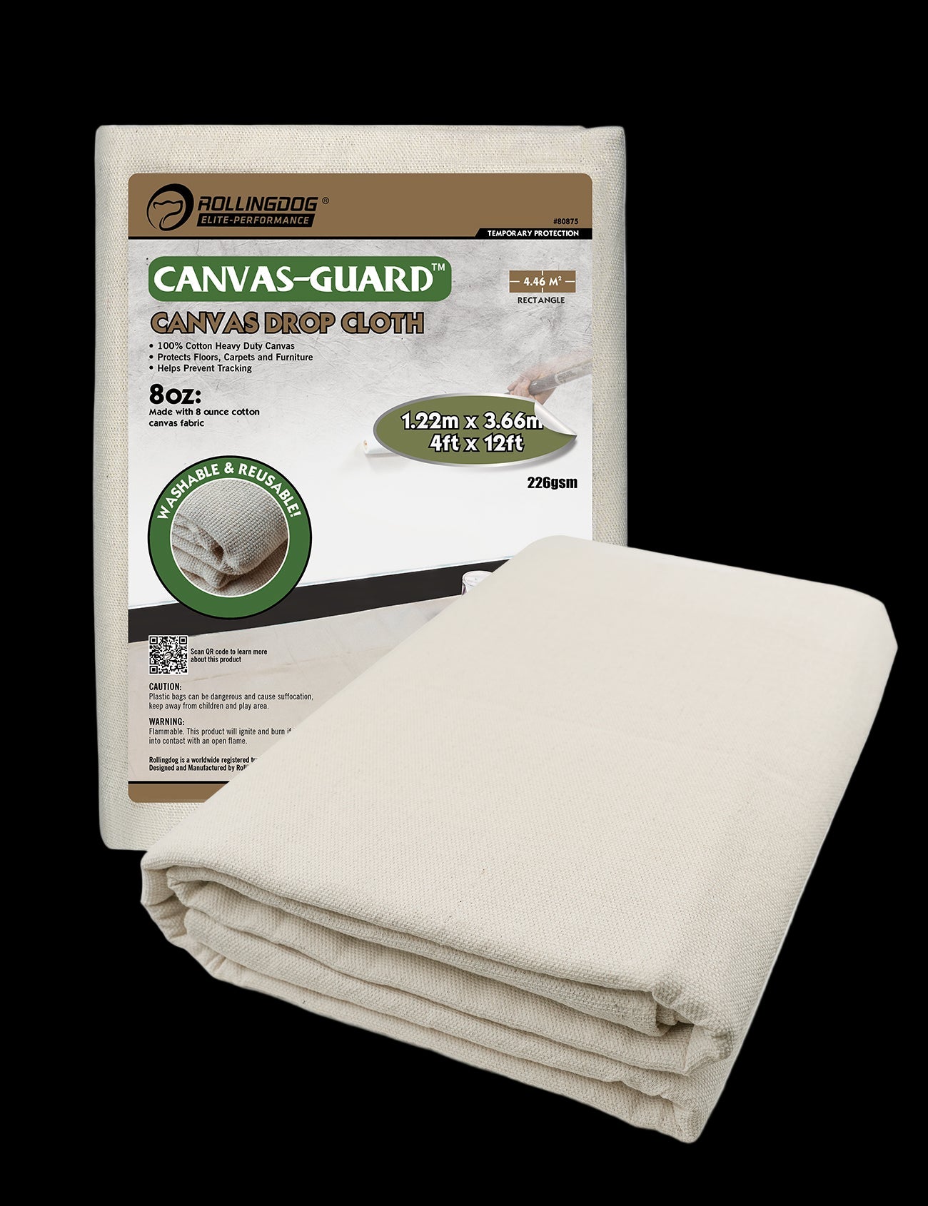 80875-CANVAS GUARD™ Canvas Drop Cloth 4x12 heavy-duty cotton for floor and furniture protection