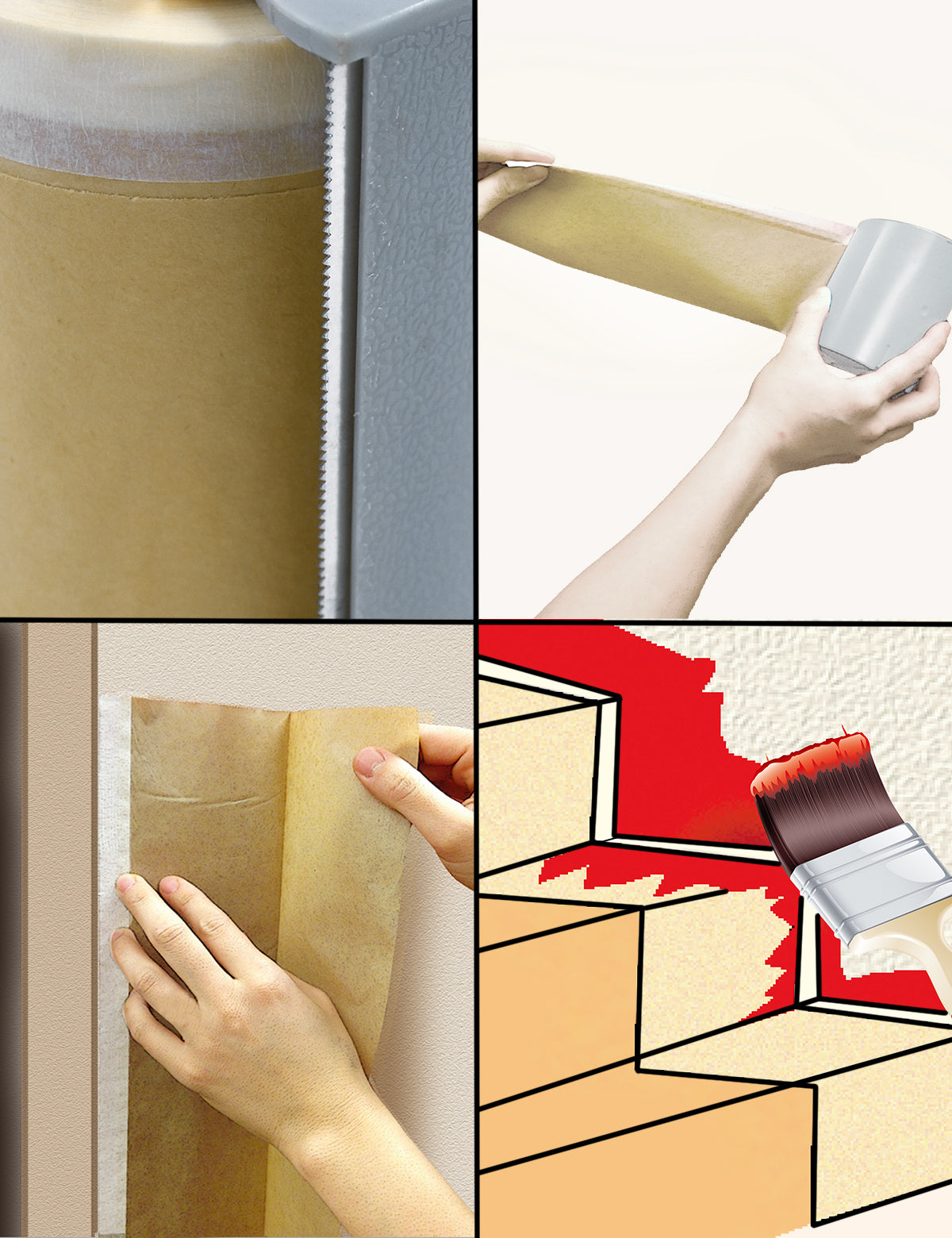 ENVIRO-GUARD™ 4PC PRE - Taped Paper Drop Sheet Rolls With Dispenser Set