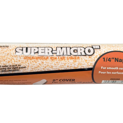 00200 9" SUPER-MICRO™ microfiber roller cover with 1/4" nap for smooth surfaces