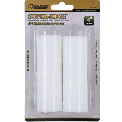 4 inch high density foam mini roller covers 2 pack with concave edge design