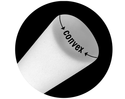 Concave end roller cover reduces paint build-up on edges