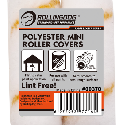 Polyester Mini Roller Covers – 1/2" Nap | Corner-Friendly Rounded End (Multiple Options)