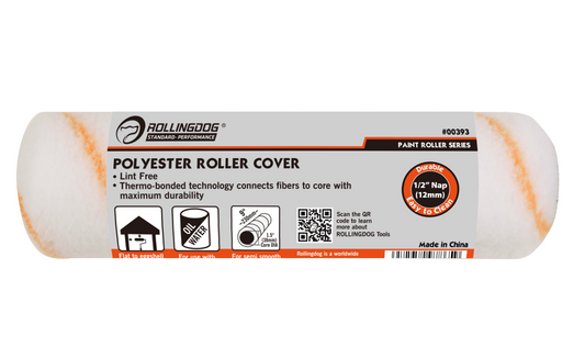 00393-9 inch polyester paint roller cover with lint-free 1/2 inch nap