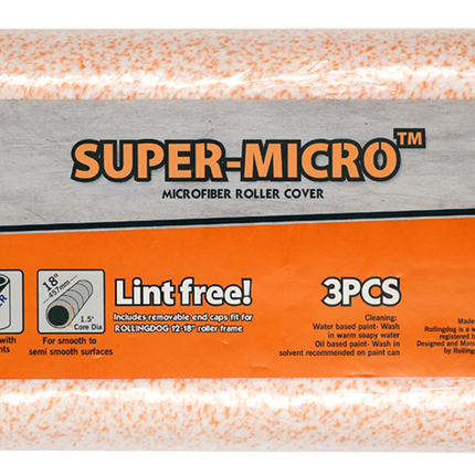 00397 18" SUPER-MICRO™ microfiber roller covers 3-pack with end caps