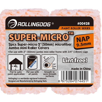 SUPER-MICRO™ Microfiber Jumbo Mini Roller Covers 3/8" Nap (Multiple Options)