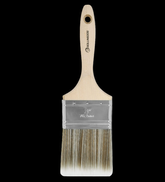 Close-up angled view of 3 inch SRT synthetic paint brush bristles