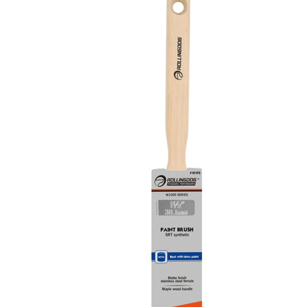 W1000 Series Long-Handle Angular Paint Brushes | SRT Synthetic Bristles with Maple Wood Handle (Multiple Sizes)