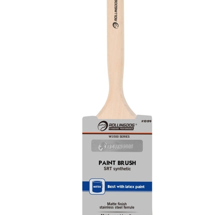W1000 Series Long-Handle Angular Paint Brushes | SRT Synthetic Bristles with Maple Wood Handle (Multiple Sizes)