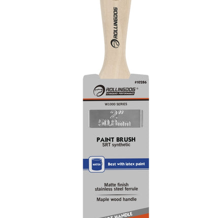 W1000 Series Short-Handle Angular Paint Brushes – SRT Synthetic Bristles with Maple Wood Handle (Multiple Sizes)