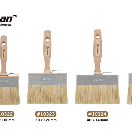 Set of Doberman brand paint brushes with varying sizes on a white background