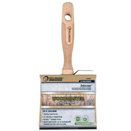 10322 DOBERMAN™ 4" Woodmaster stain brush with stainless steel ferrule and wooden handle