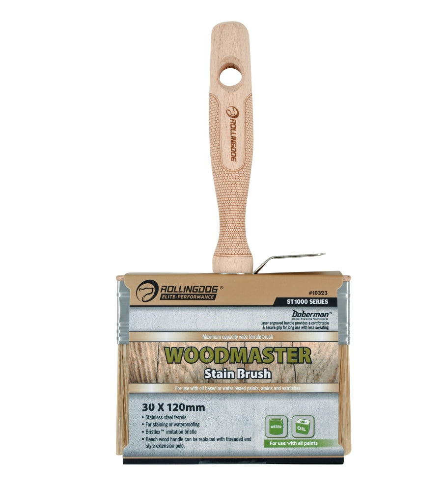 10323 DOBERMAN™ 4.7" Woodmaster stain brush with stainless steel ferrule and beech wood handle