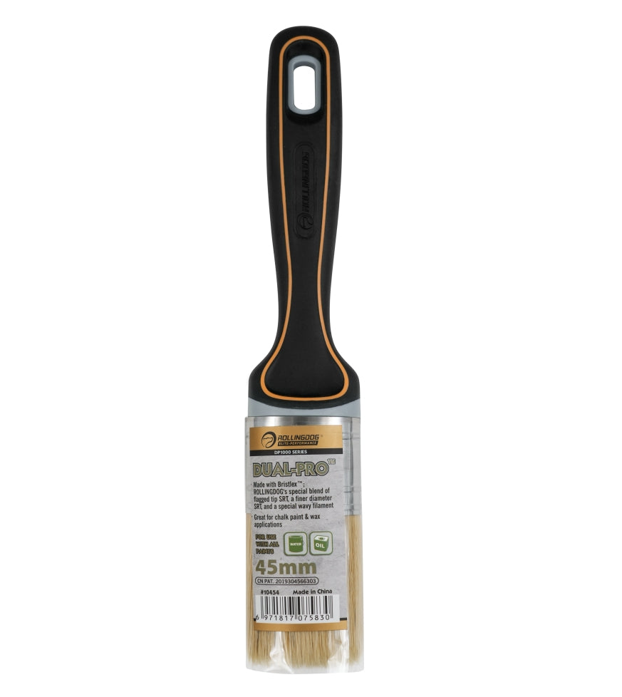 10454 1.7" DUAL-PRO™ paint brush with stainless steel ferrule and rubber grip handle