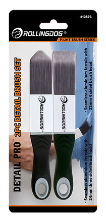 10593-DETAIL PRO™ 2PC detail brush set with 4-sided and 3-sided heads and aluminum ferrules
