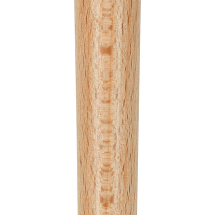 Paintbrush with orange handle and silver ferrule on a white background