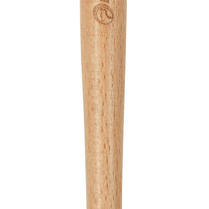 Rolling Dog brush with wooden handle and metal ferrule, on a white background