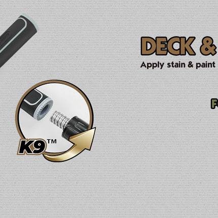 Deck and wall brush with K9 logo on a gray background