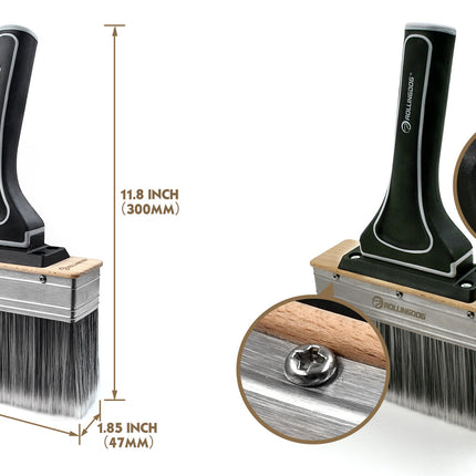 Deck Paint brush with measurements on a white background