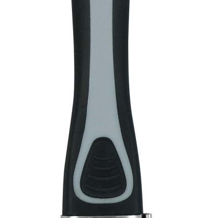 Paintbrush with black handle and white bristles trim