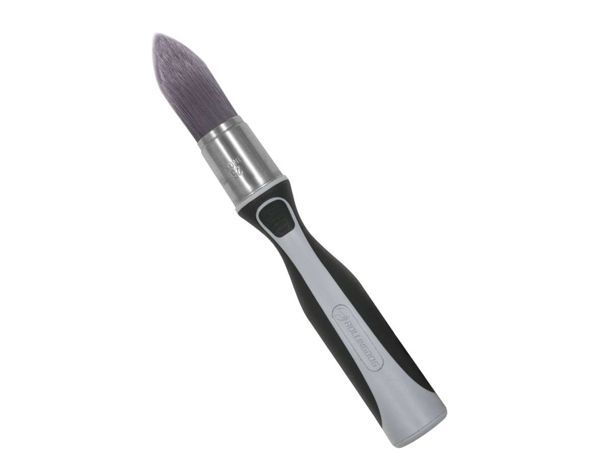 Fine-tipped tapered filament brush with ergonomic rubber handle
