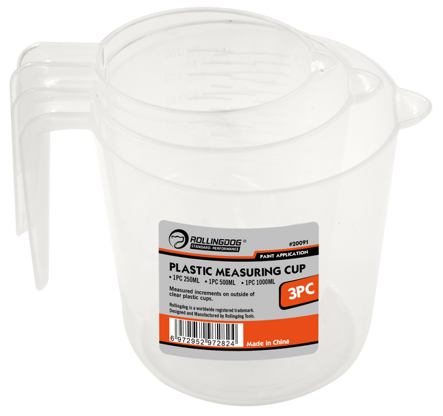 3PC Measuring Cup Set – Clear Plastic Cups with Marked Increments