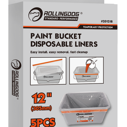 12" Paint Bucket Disposable Liners (5-Pack) – Heavy-Duty for Fast Cleanup