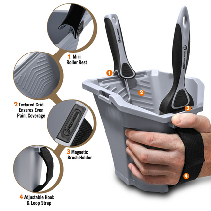 muliit function mini paint cup, paint roller cup, brush and roller paint holder, small paint bucket, magnetic brush holder