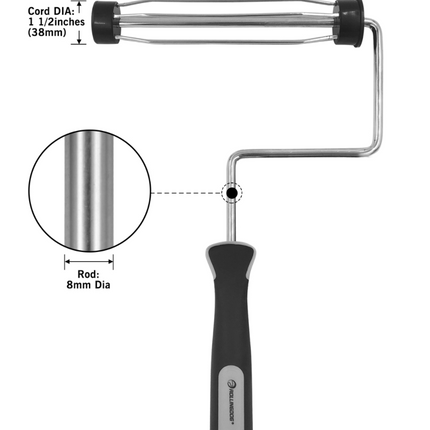 Heavy duty 9 inch paint roller frame with ergonomic soft grip and enclosed bearings