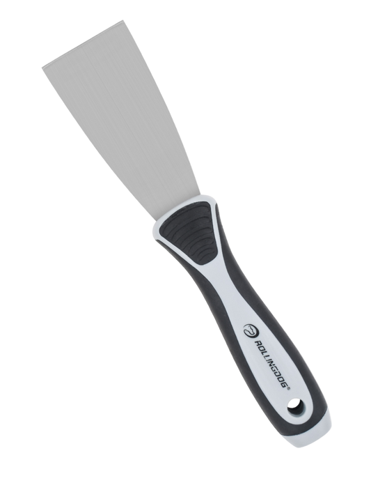 50003-Putty knife with black handle on a white background