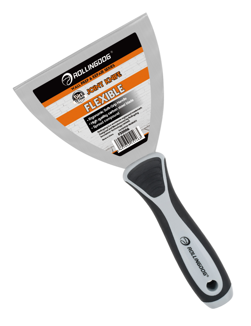 50006-5 inch flexible joint knife with carbon steel blade and ergonomic rubber grip