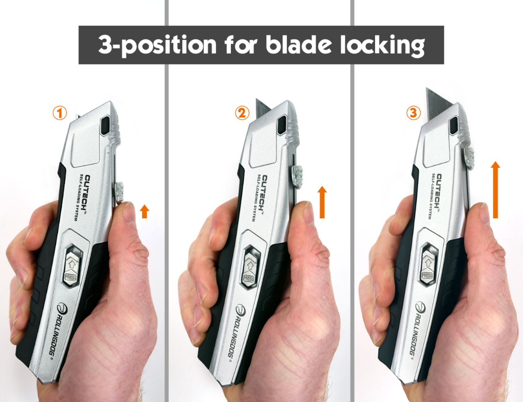 50086-3 Position for blade locking utility knife, self-loading knife, quick change utility knife,