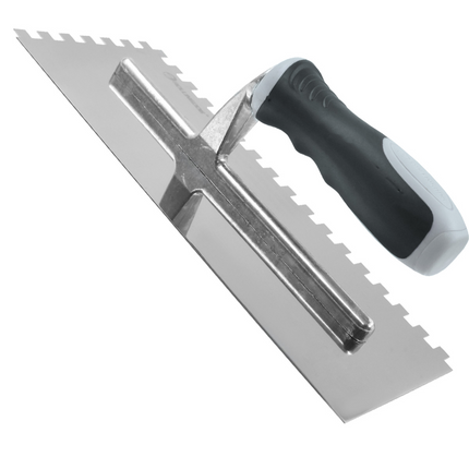 50102-11" stainless steel square notch tiling trowel with soft grip handle