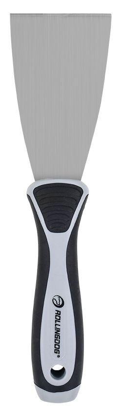 Close-up of flexible carbon steel blade with ergonomic rubber handle