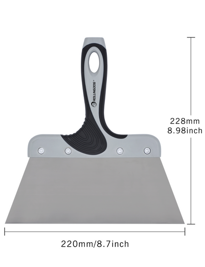 50302-3 Dimensions 8.7 inch stainless steel taping knife with ergonomic rubber grip handle