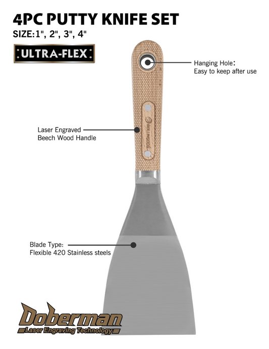 DOBERMAN™ 4PC Putty Knife Set