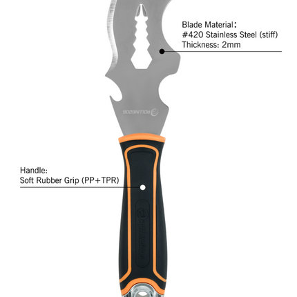 50417-Close-up of stainless steel blade and rubber grip handle