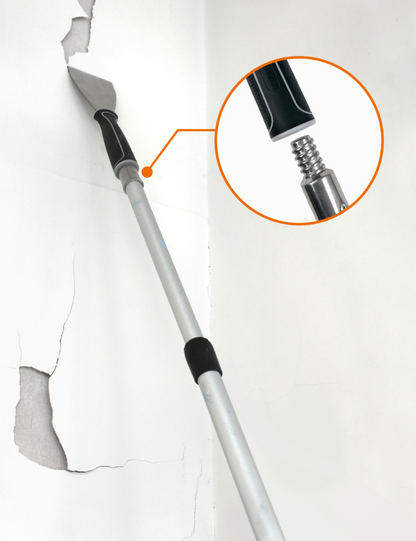 50447-Straight pole scraper attached to extension pole removing paint from wall