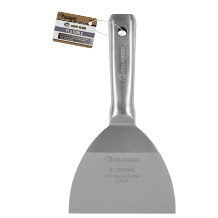 Professional drywall joint knife with mirror-polished stainless steel blade