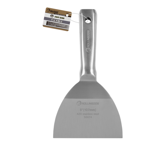 Professional drywall joint knife with mirror-polished stainless steel blade